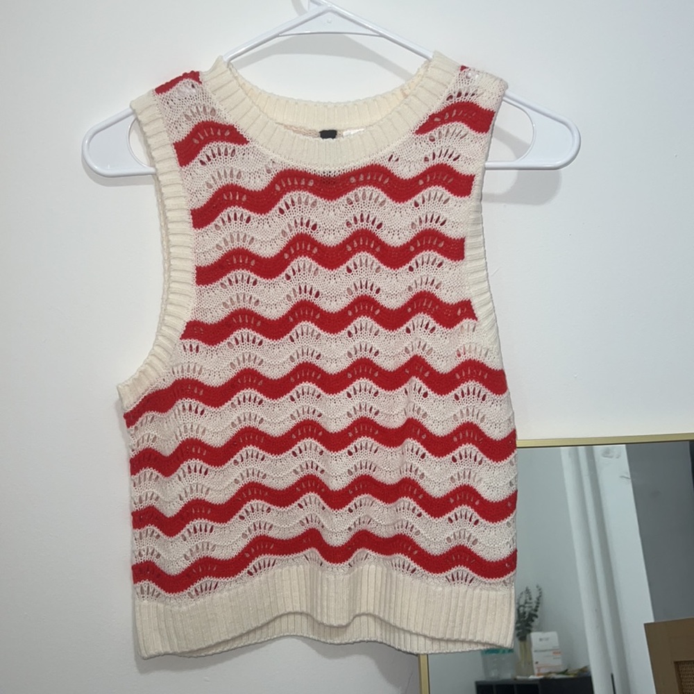 Red and white sweater vest
